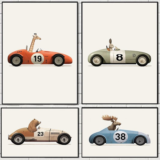 Canvanation Affiche Voiture Drôle Anime Animaux