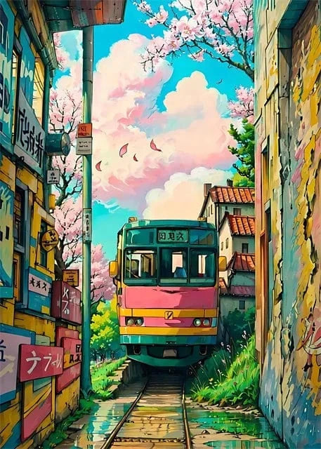 Canvanation Yellow / 30x40cm Affiche Paysage Japonais De Rue
