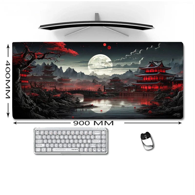 Canvanation 400X900X5MM Tapis De Souris - Paysage Japonais Pleine Lune