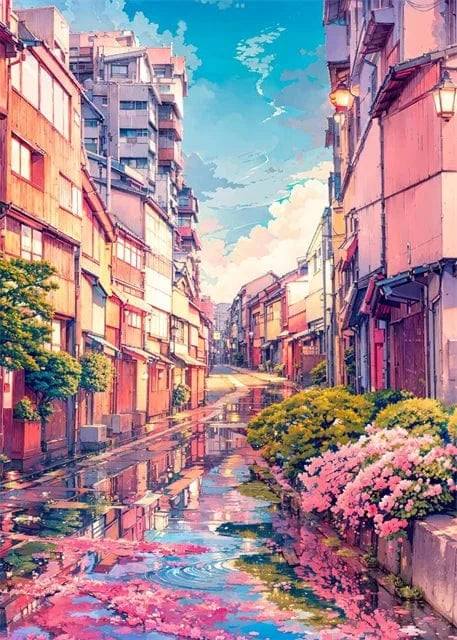 Canvanation Burgundy / 30x40cm Affiche Paysage Japonais De Rue