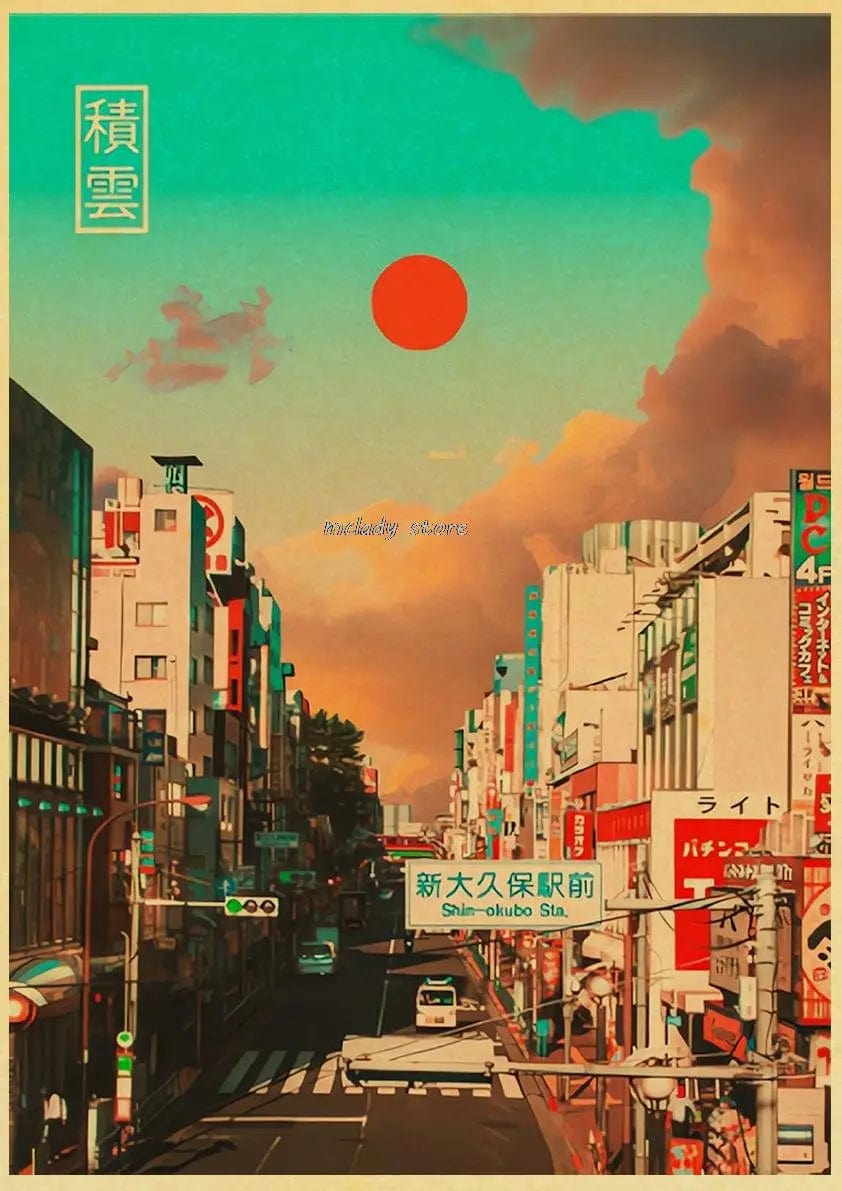 Canvanation L212 2 / 30X21CM Poster Ville Vintage Japon Ville De Nuit