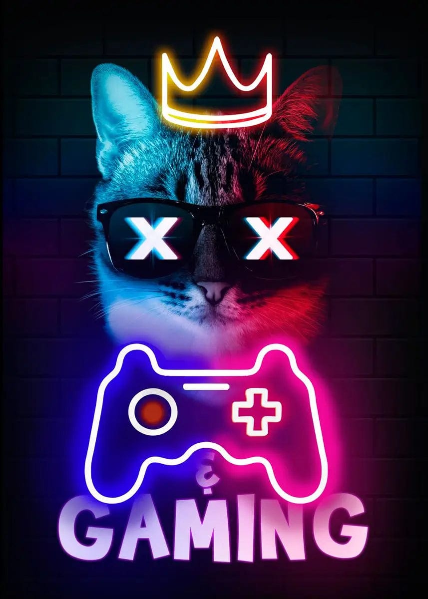 Canvanation C / 20X30cm Affiche Chat Neon Chambre Gaming