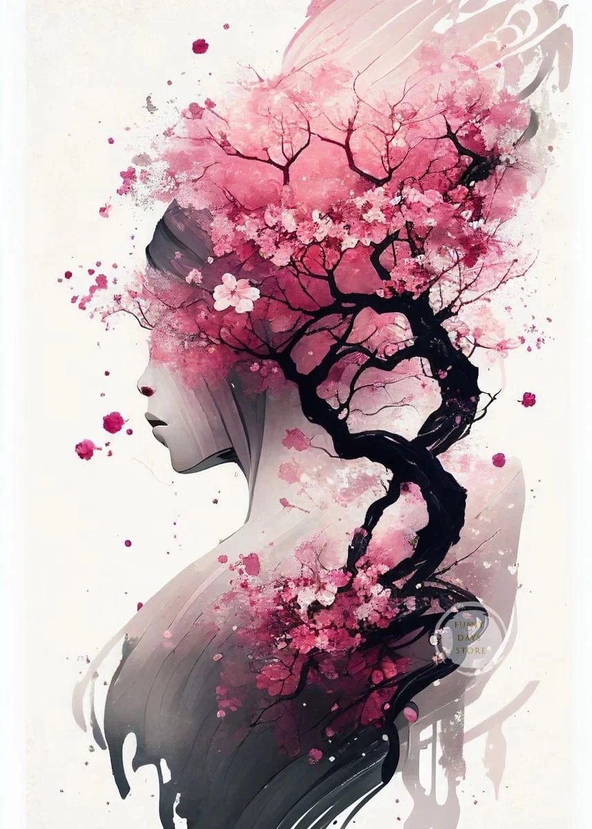 Canvanation 50X70cm / 5 Affiche Japonais Cerisiers En Fleurs Sakura Temple Japon Paysages Mont Fuji