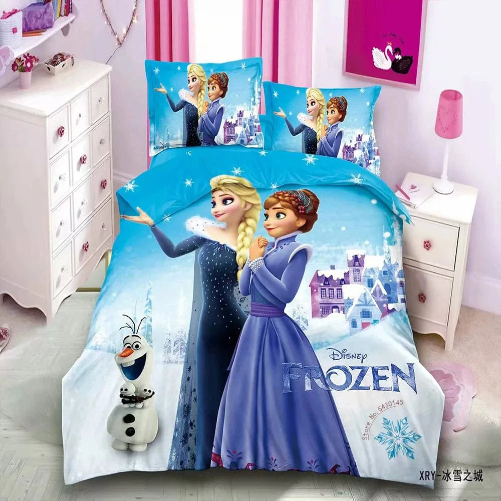 Canvanation 8 / Single(3pcs) 150 x 200 cm Housse De Couette - Disney Frozen Elsa Raiponce Princess Fille Garçon