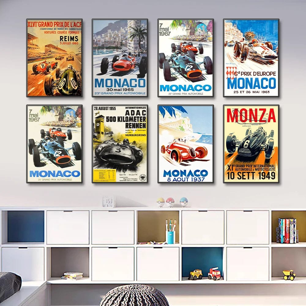 Canvanation Affiche Vintage Voiture Monaco Prix F1