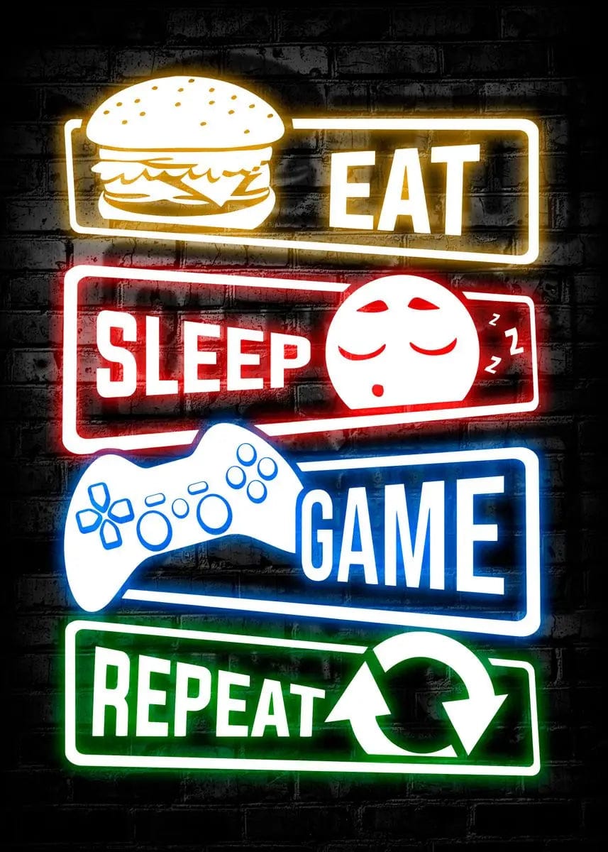 Canvanation M / 20X30cm Affiche Chat Neon Chambre Gaming