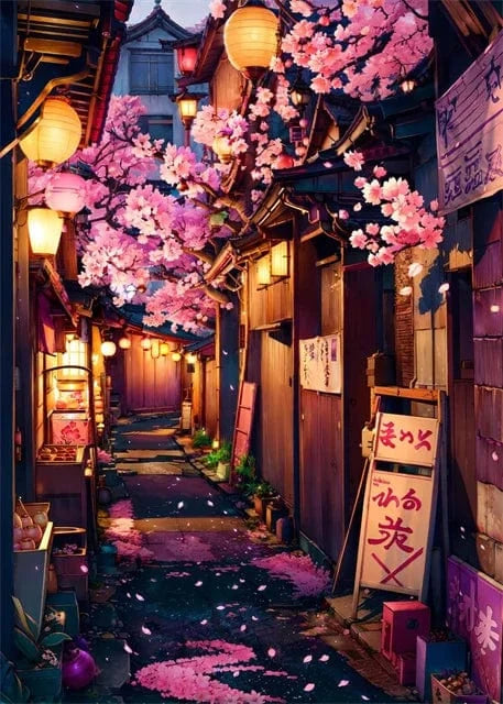 Canvanation Khaki / 50x70cm Affiche Paysage Japonais De Rue