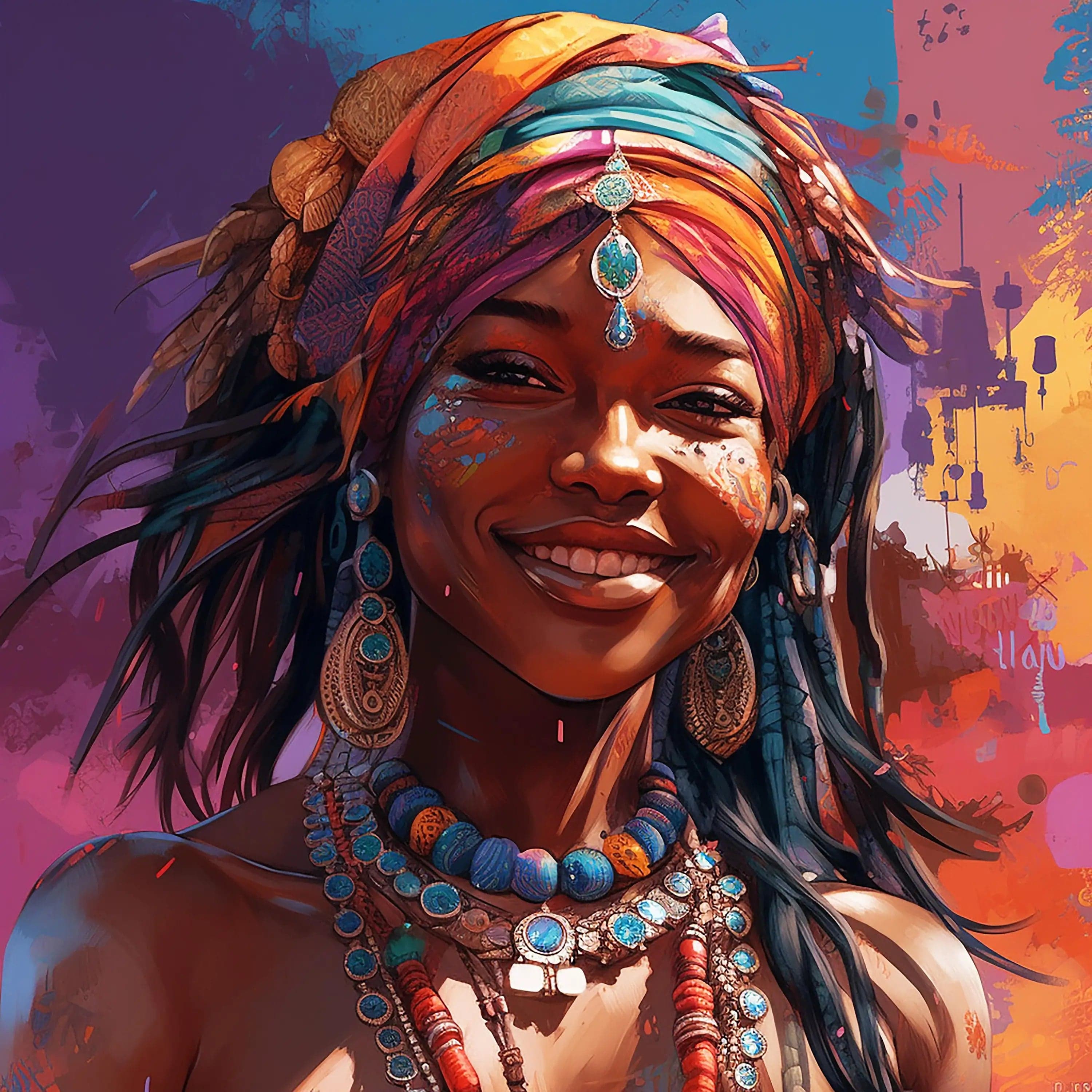 Canvanation PF 40515 / 70x70cm Affiche Femme Africaine Coloré