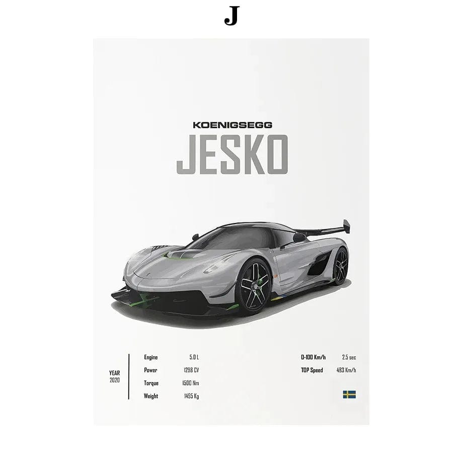 Canvanation 10 / 30x40cm Affiche Voiture - Bugatti Konissegg McLaren Pagani