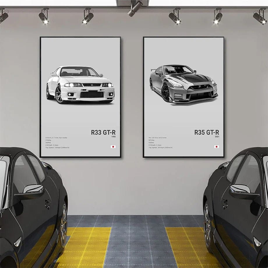 Canvanation Affiche Voiture Pop Noir Et Blanc Japon