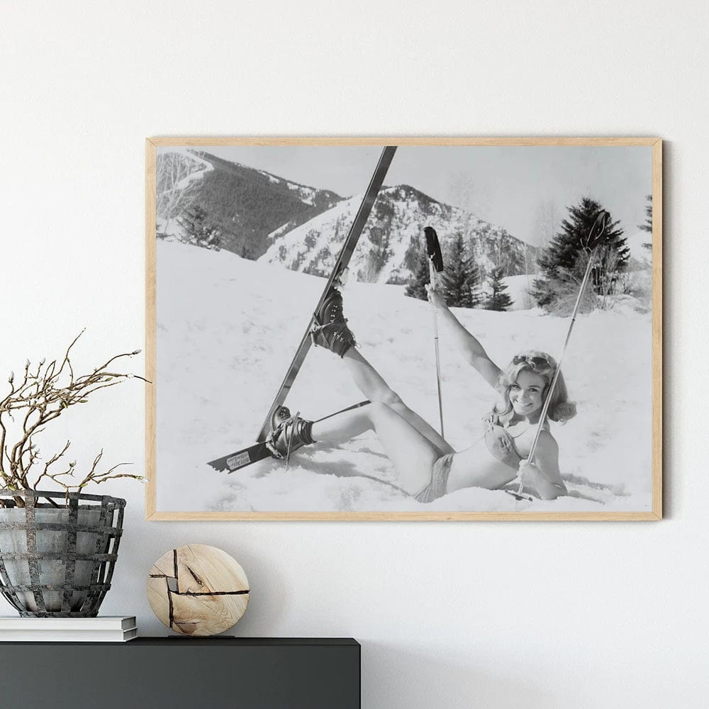 Canvanation Poster Ski Vintage Noir Et Blanc