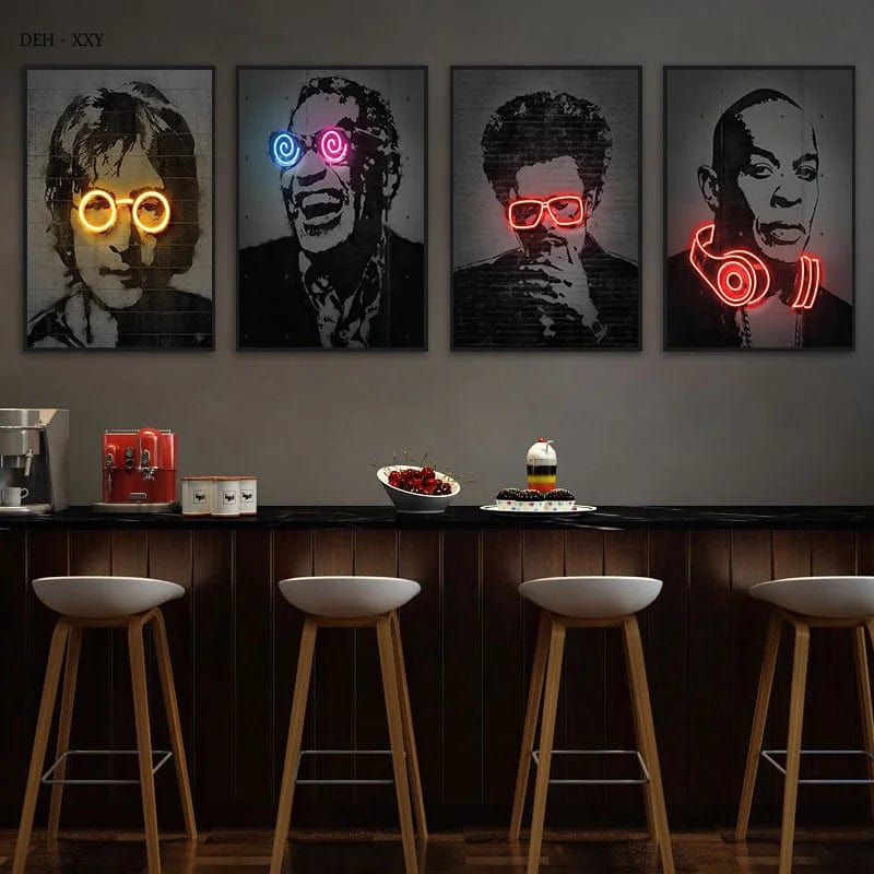 Canvanation Affiche Abstrait Neon Rap Star