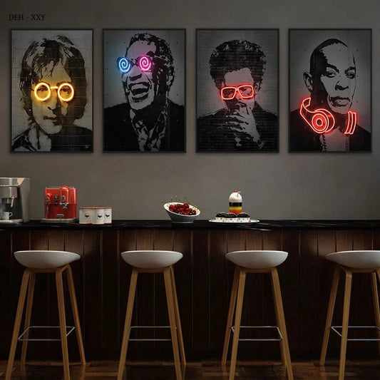 Canvanation Affiche Abstrait Neon Rap Star