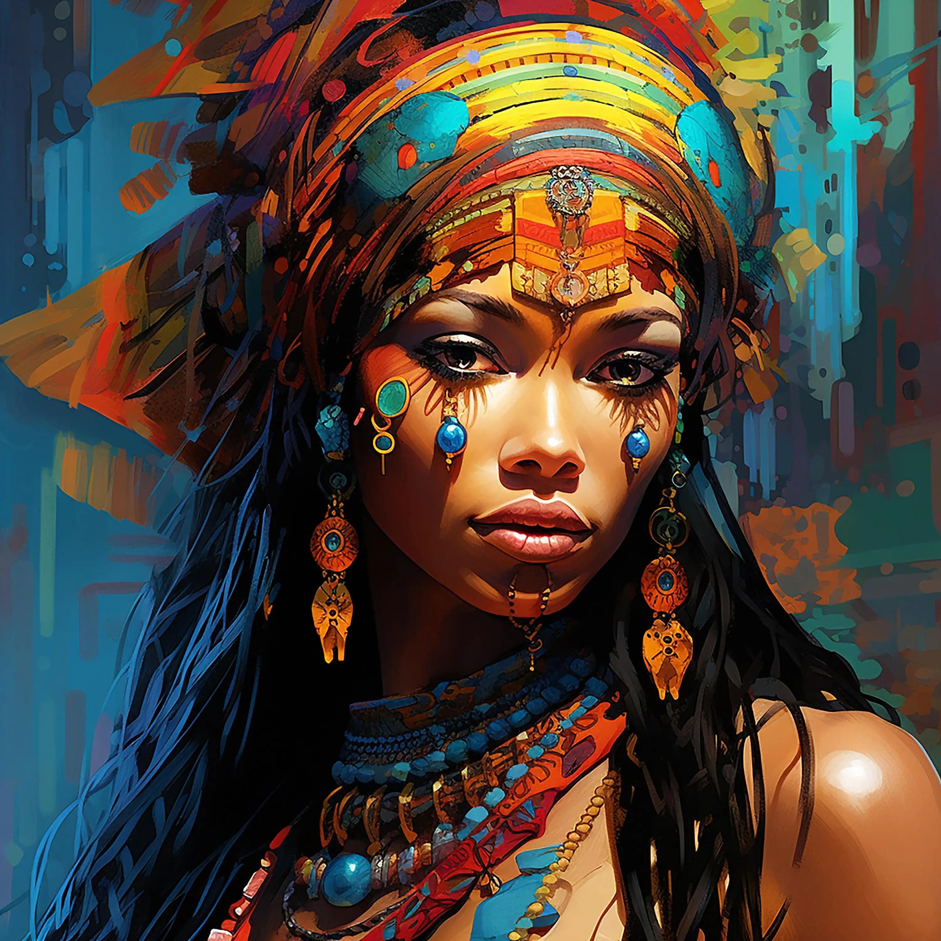 Canvanation PF 40407 / 80x80cm Affiche Femme Africaine Coloré