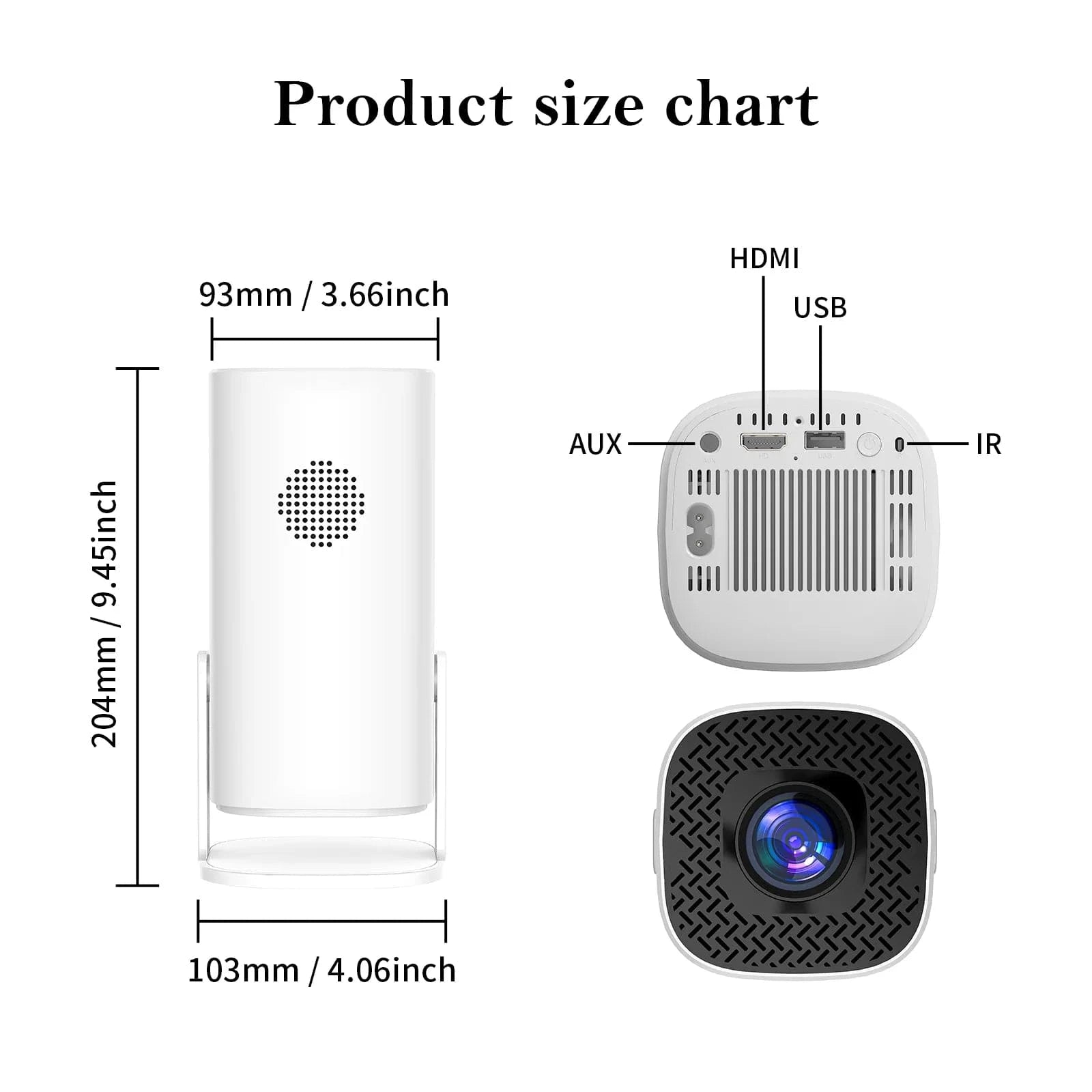 Canvanation Blanc / Prise EU Projecteur Cinéma P30 Smart Mini