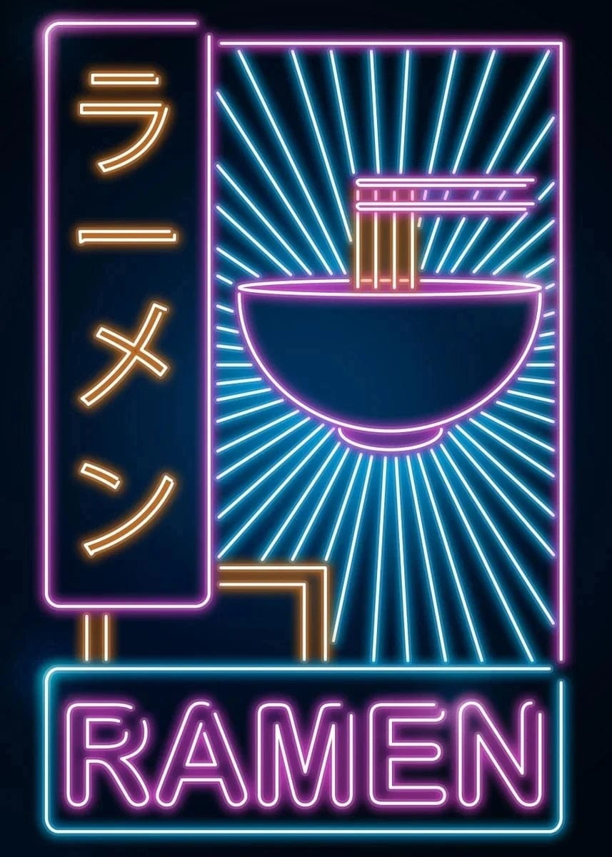 Canvanation 20 / 30x42cm Affiche Japonais Neon Retro Nourriture Ramen