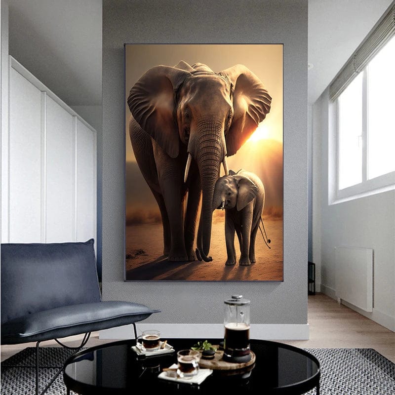 Canvanation Affiche Abstrait Elephant Coucher De Soleil