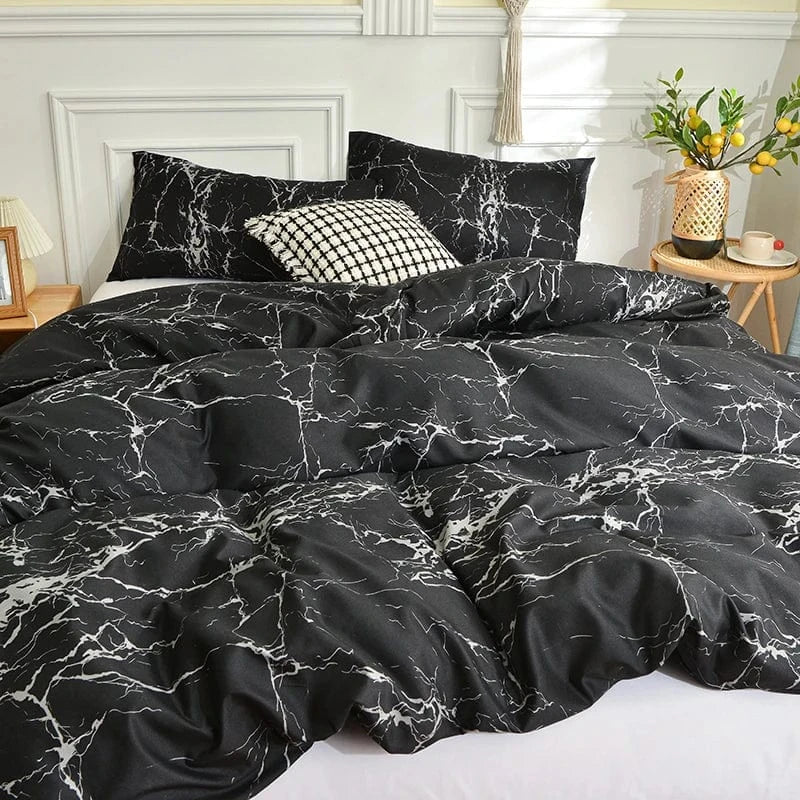 Canvanation Housse De Couette - Effet Marbre Noir