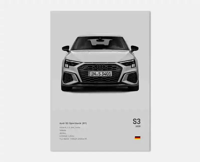 Canvanation 17 / 50x70cm Affiche Voiture Allemande Rs3 R8 C8 GTR SUV