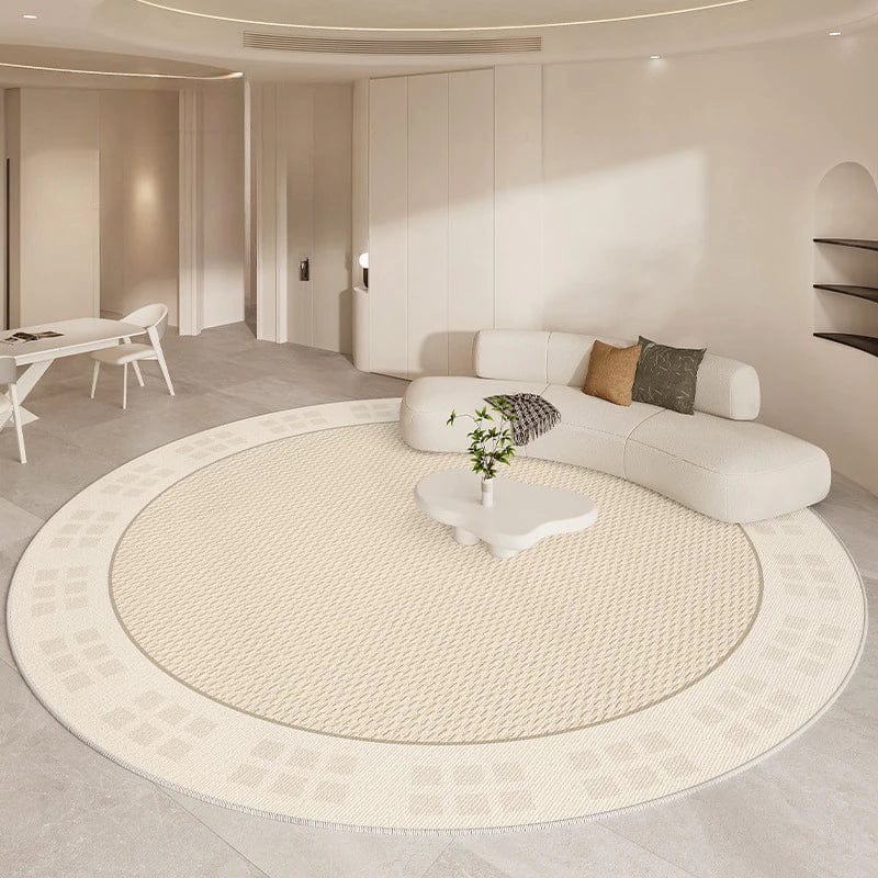 Canvanation AX015-2-B / Diametre 240cm Tapis De Salon - Rond Noir Et Beige