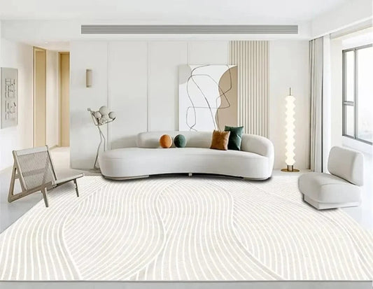 Canvanation Flannel-2 / 160x200cm 63x78.7in Tapis Moderne Blanc - Minimaliste Pour Grand Salon