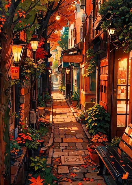 Canvanation Brown / 30x40cm Affiche Paysage Japonais De Rue