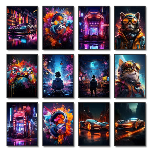 Canvanation Affiche 80s 90s Coloré Neon Cyberpunk
