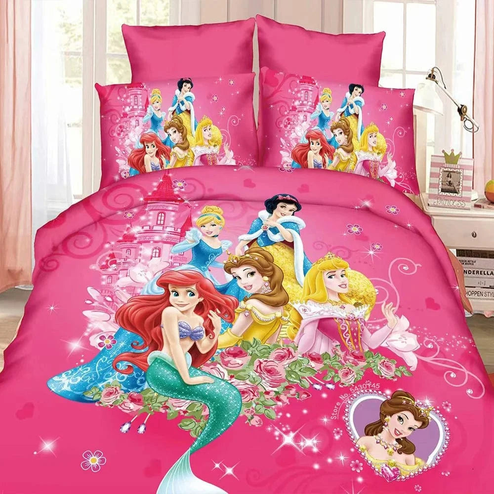 Canvanation 10 / Single(3pcs) 150 x 200 cm Housse De Couette - Disney Frozen Elsa Raiponce Princess Fille Garçon