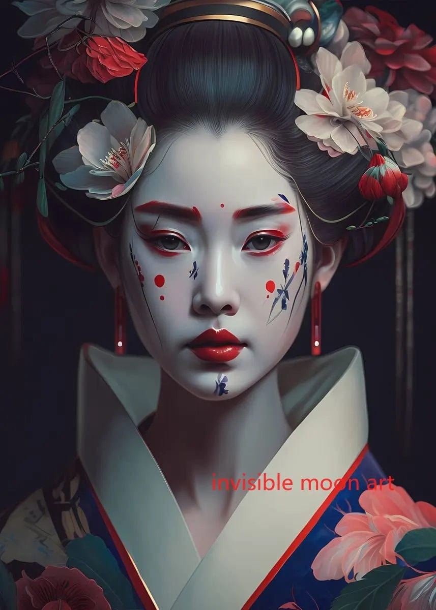 Canvanation 2 / 60X80cm Affiche Japonais d'une geisha en fleurs Sakura