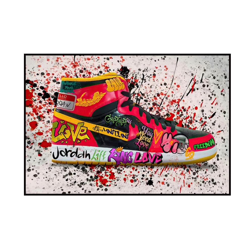 Canvanation 40X60CM Affiche Street Art Nike Air Jordan Love Rouge Blanc