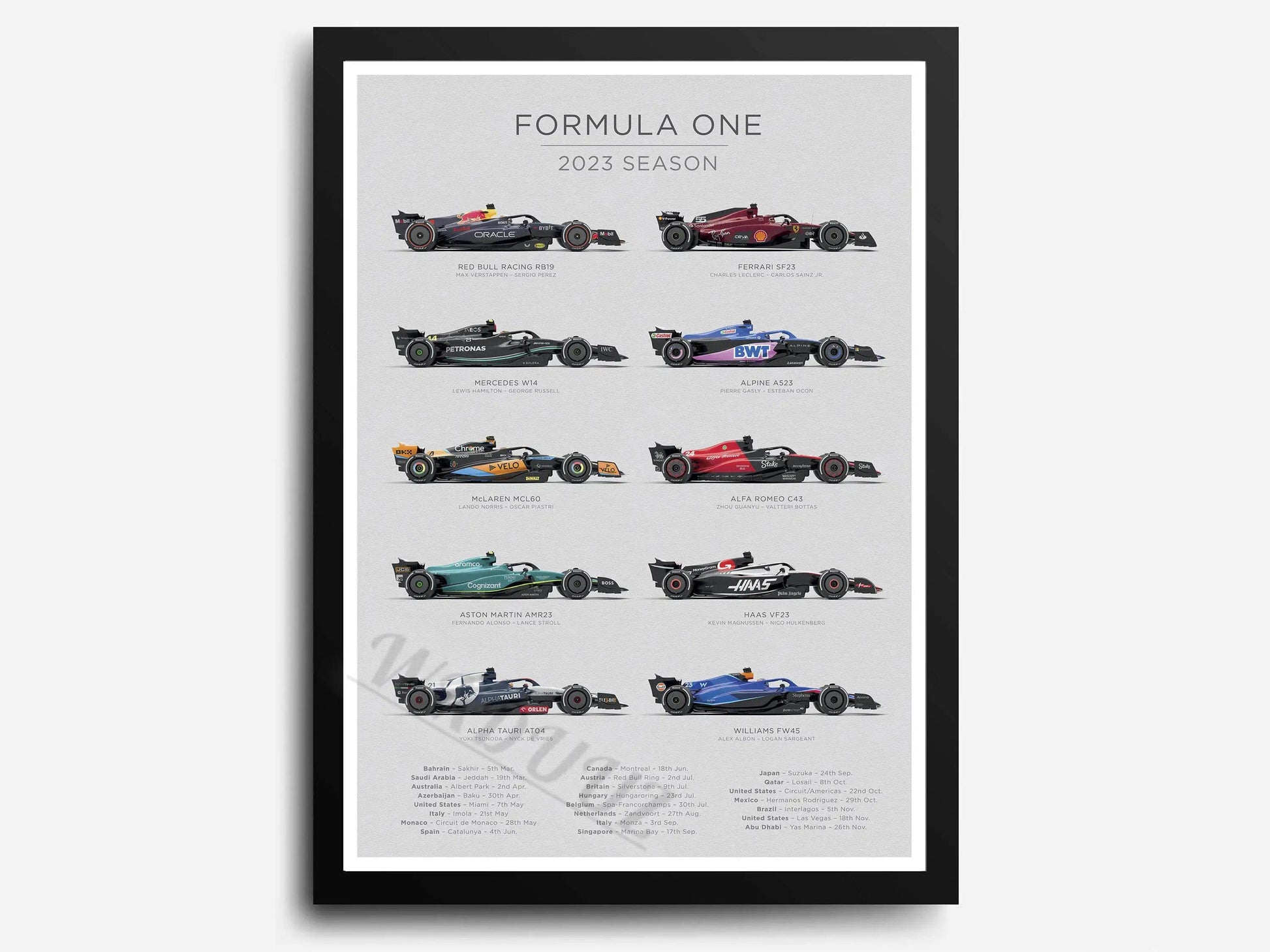 Canvanation 8 / 40x50cm Affiche 2023 Saison Retro Formule 1 80S