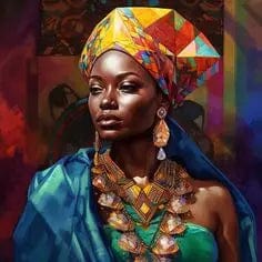 Canvanation 14 / 50x50cm Affiche Africain Femmes Et Enfants