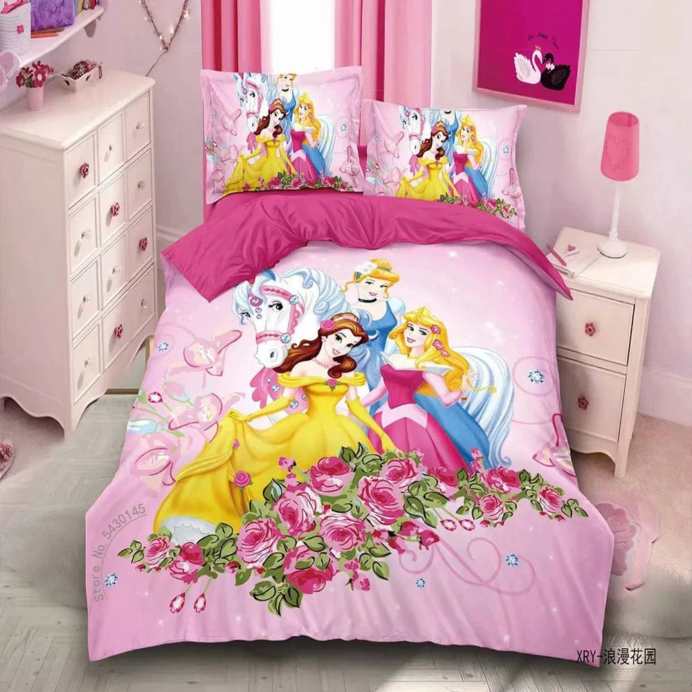 Canvanation 13 / Single(3pcs) 150 x 200 cm Housse De Couette - Disney Frozen Elsa Raiponce Princess Fille Garçon