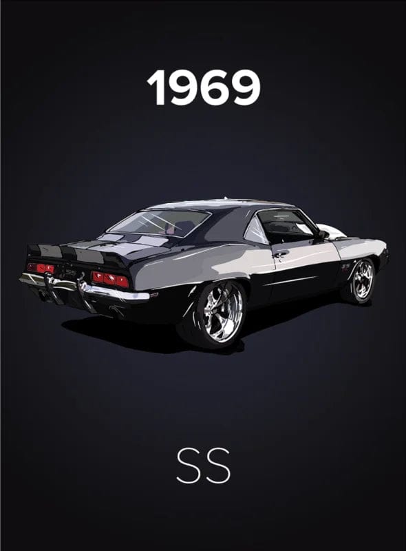 Canvanation 5 / 20x25cm Affiche Voiture Vintage Mustang Golf SS