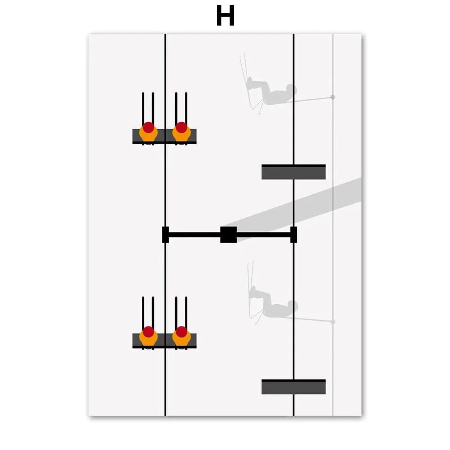 Canvanation H / 30X40 cm Poster Vintage Ski Minimaliste Snowboard Montagne