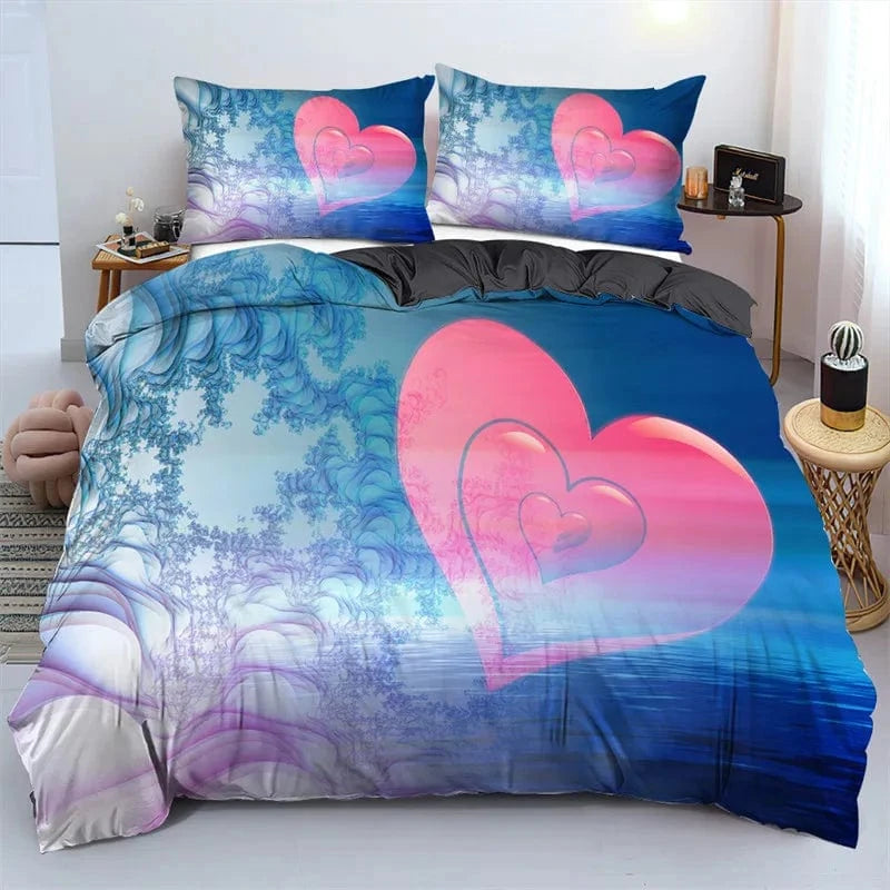 Canvanation 14 / 264x228cm 3pcs Housse De Couette + Taies D'Oreillers - 3D Coeur