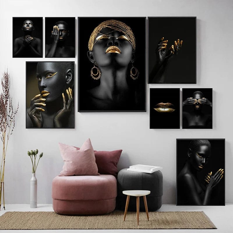 Canvanation Affiche Femme Africaine Noir Or