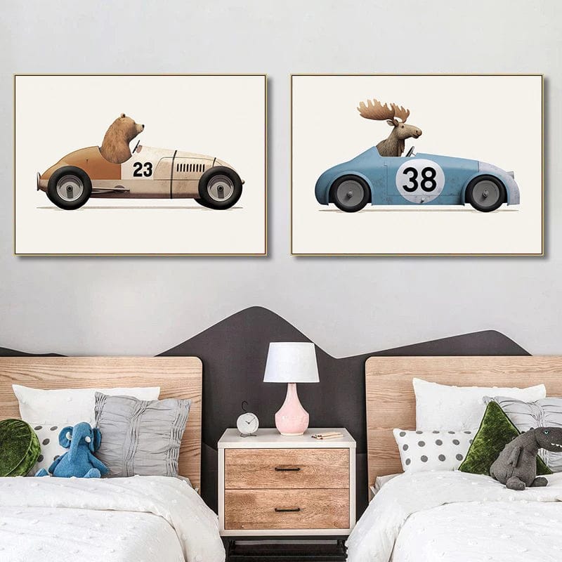 Canvanation Affiche Voiture Drôle Anime Animaux