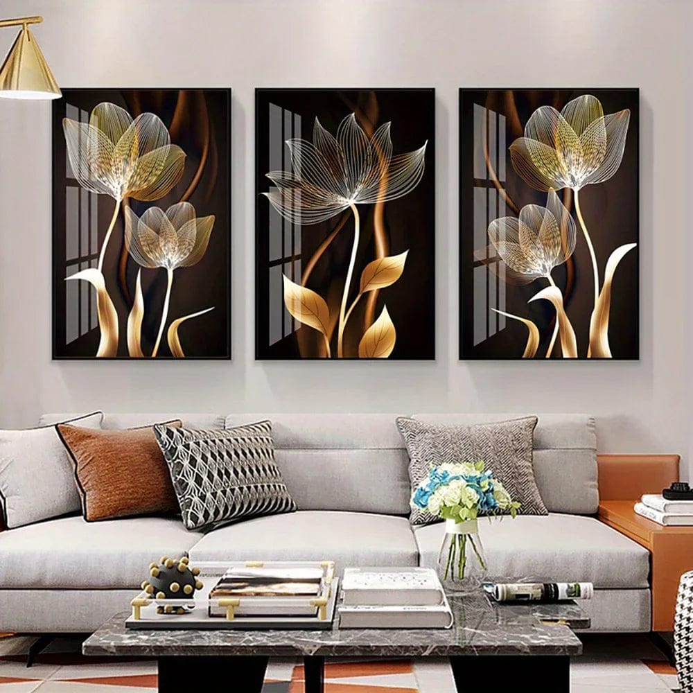 Canvanation Affiche 3PCS Noir Et Doré