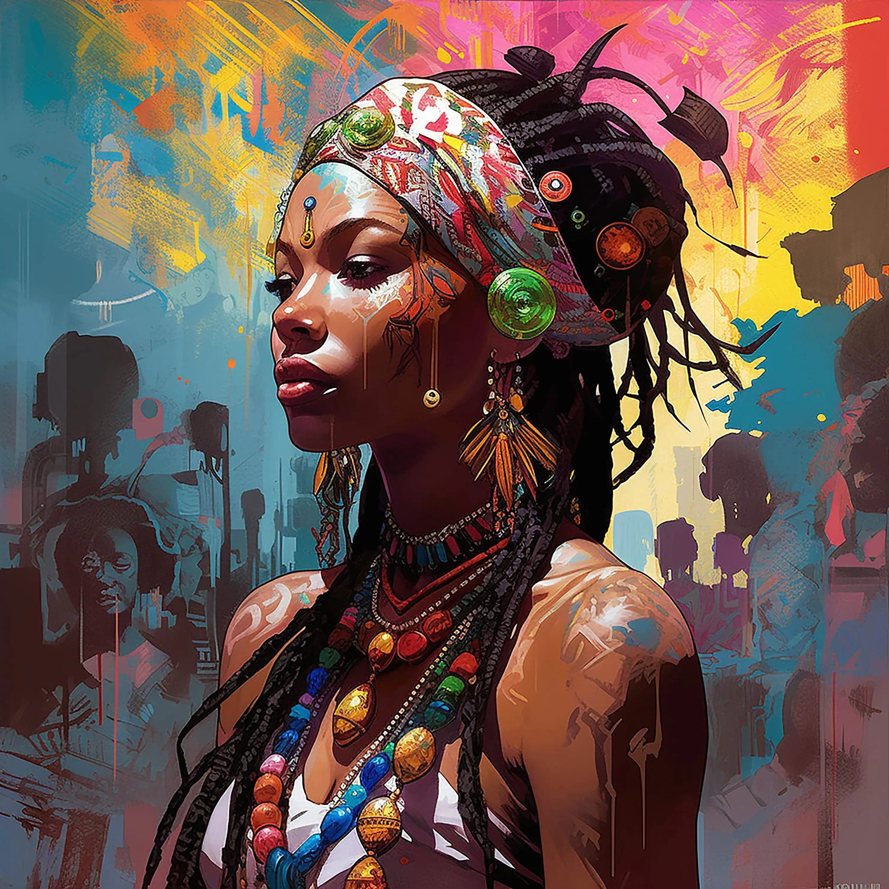 Canvanation PF 31056 / 70x70cm Affiche Femme Africaine Coloré