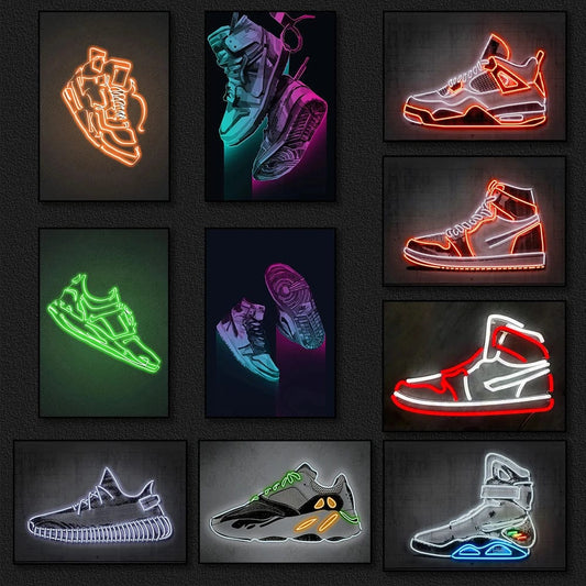 Canvanation Affiche Chambre Sneaker Jordan Neon