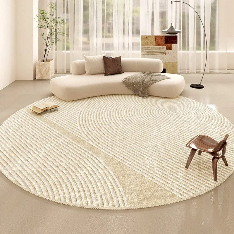 Canvanation 6 / Diametre 260cm-102in Tapis De Salon Rond Beige Salon