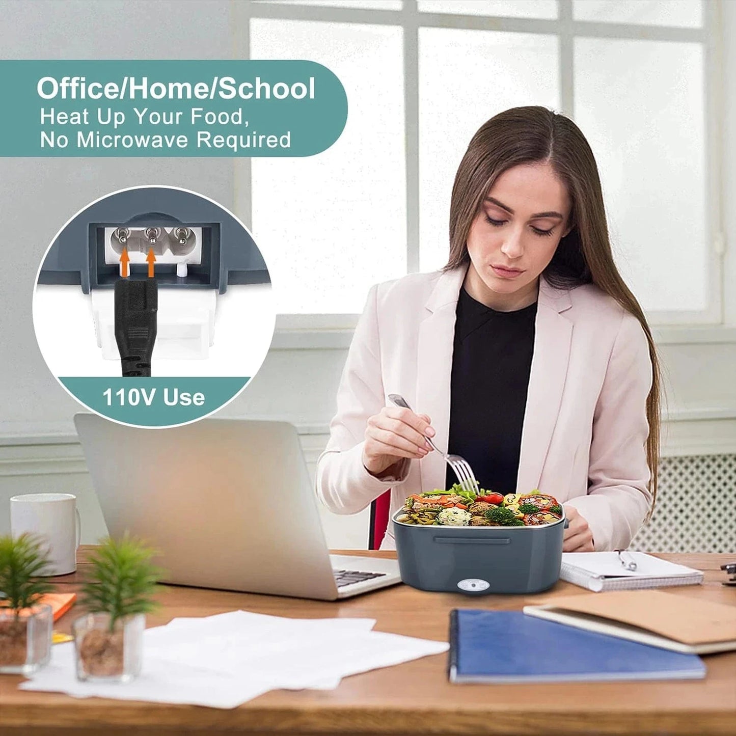 Canvanation Vert / EU Lunch Box Électrique Portable – Chauffage Rapide et Sécurisé