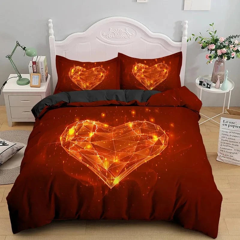 Canvanation 6 / 264x228cm 3pcs Housse De Couette + Taies D'Oreillers - 3D Coeur
