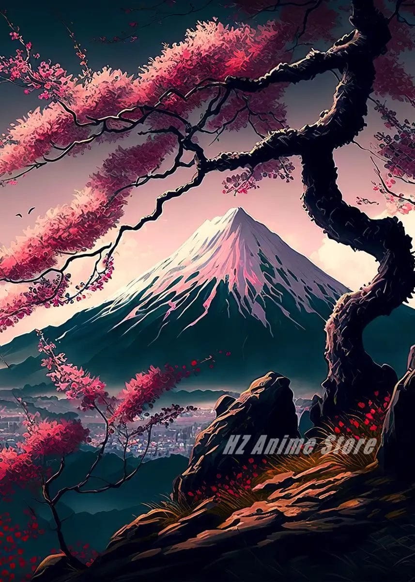 Canvanation 2 / 50X70cm Affiche Japonais Cerisier en fleur Sakura Lac Temple Japon