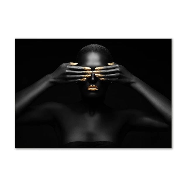 Canvanation PF 18032 / 58x90CM Affiche Femme Africaine Noir Or