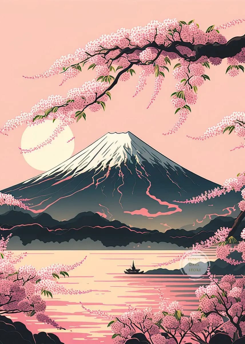 Canvanation 50X70cm / 13 Affiche Japonais Cerisiers En Fleurs Sakura Temple Japon Paysages Mont Fuji
