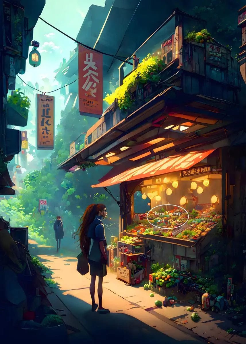 Canvanation 23 / 60X80cm Affiche Japonais De La Rue Tokyo de l'Anime Japonais Sakura
