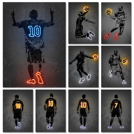 Canvanation Affiche Neon Joueurs De Foot