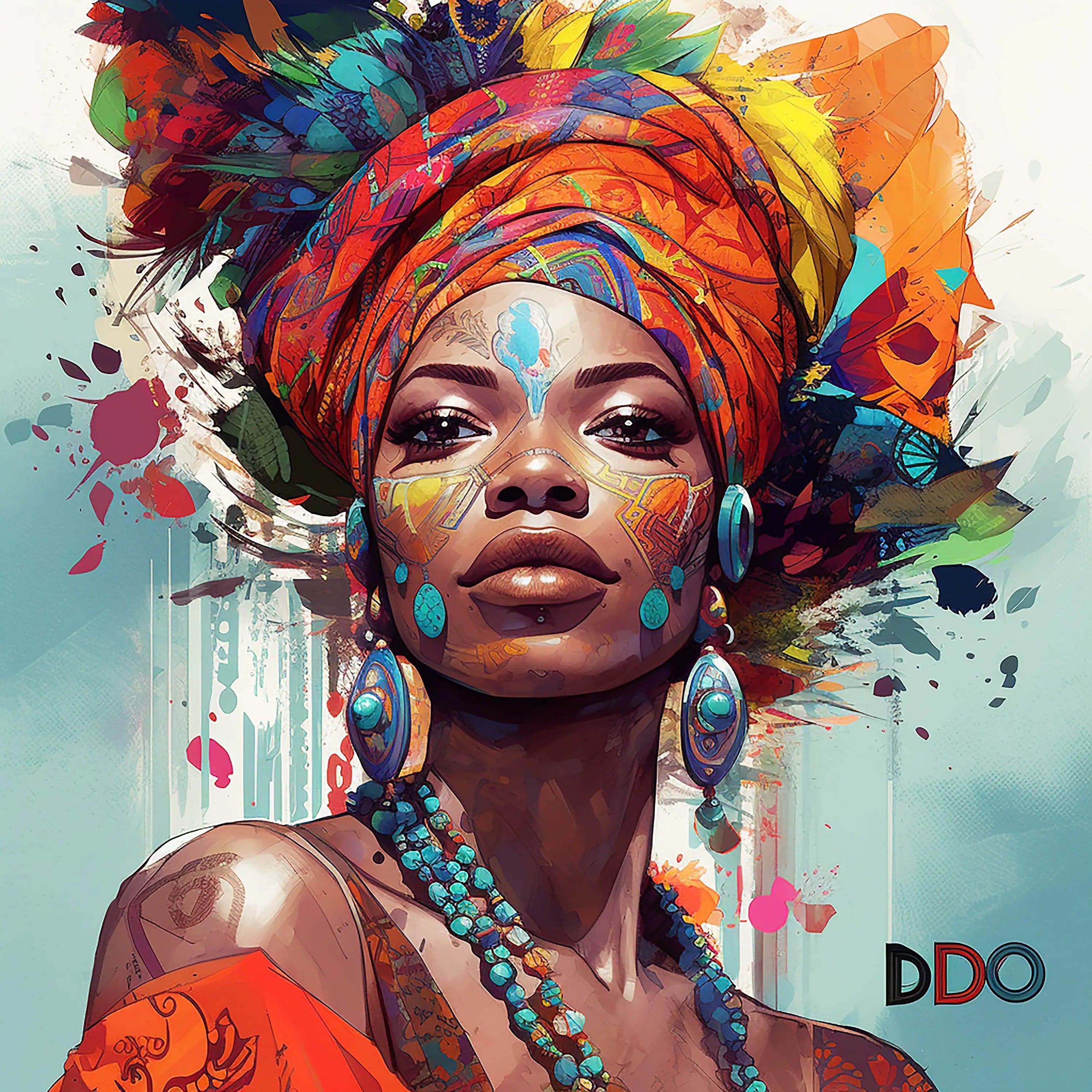 Canvanation army green / 70x70cm Affiche Femme Africaine Coloré